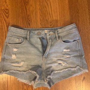 Bullhead Denim Co High Rise Short, Ripped Denim